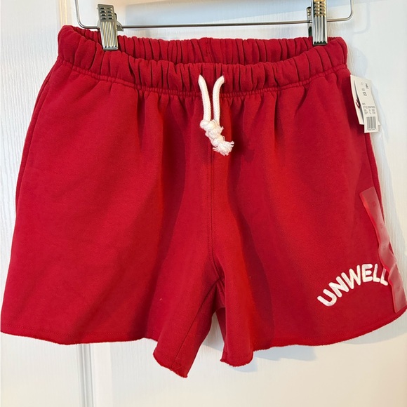 Unwell Pants - Unwell Women's Red Athletic Drawstring Shorts